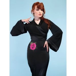 NWT Collectif Black Satin Skirt L Pinup Girl Couture Deadly Dames Goth